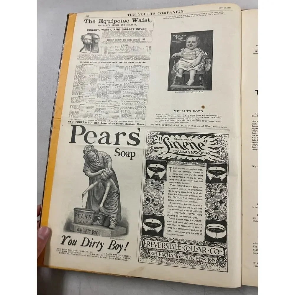 Antique 1880s Youths Companion Magazine Bound Volume Premium Issue Ads Victorian